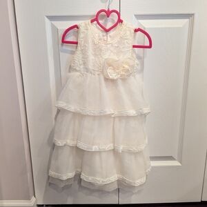 Elegant Cream Lace Tiered Kids Dress